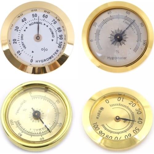 37mm/45mm Round Gold Cigar Smoking Measure Hygrometer Humidity Moisturizing