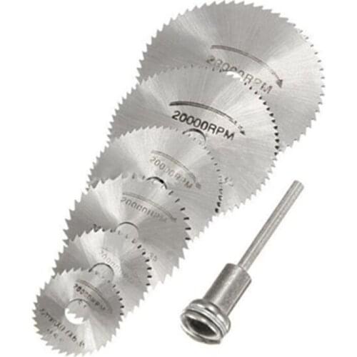 7PCS HSS Rotary Tool 22 /25 /32 /35 /44 /50mm Circular Saw Blades Cutting Discs Mandrel for Dremel Cut off