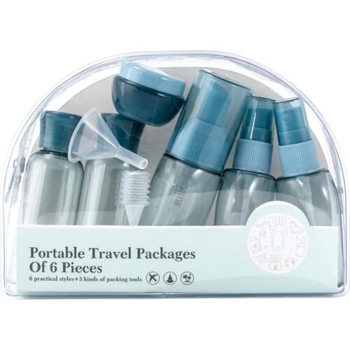 6pcs/set Travel Sub-bottle Refillable Bottles Mini Spray Bottle Portable Lotion Jars Blister Bottle Cosmetic Sample Containers