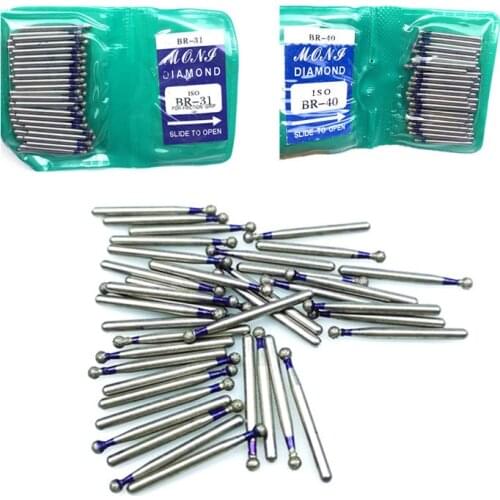 50PCS Dental Diamond FG High Speed Burs BR SERIES for teeth polishing 1.6mm