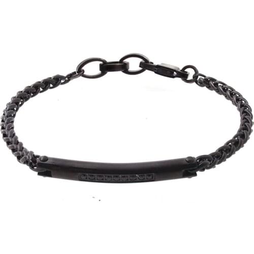 Runda 2020 Brush Tag Stainless Steel Chain Bracelets for Man Fashion Black Stone Bracelet Jewelry