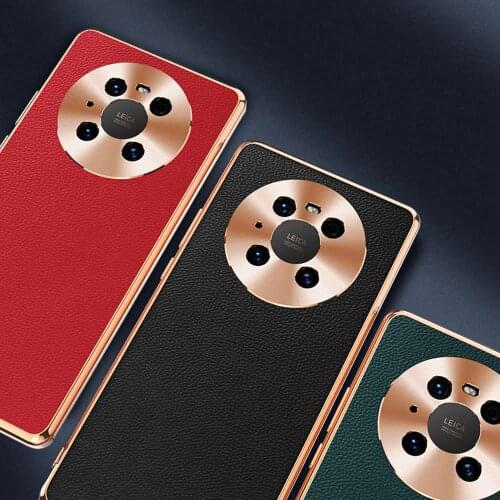 For Huawei Mate 40 Pro Case Genuine Leather Cover Plating CD Pattern Lens Coque For Huawei Mate 40 Pro Plus Cases Leather Fundas