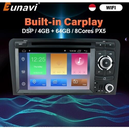 Eunavi Android 10 Car Radio DVD For Audi A3 8P 2003-2012 S3 2006-2012 RS3 Sportback 2011 Multimedia Video Player DSP GPS 2 Din