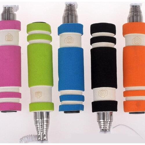 Hot Sale Mini Selfie Stick with Button Wired Cotton Material Handle Monopod Universal for Mobile Phone Selfie