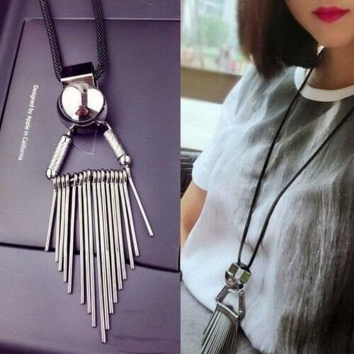 Korean version of the new fashion jewelry luxury tassel necklace Bohemian geometry long necklace female elegant necklace