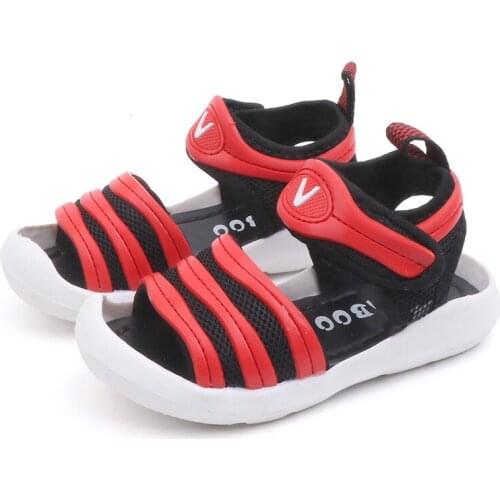 Summer Children Sandals for Boys Girls New Stripe Open Toe Sandals Breathable Little Kids Outdoor Pool Walking Casual Beach Shoe