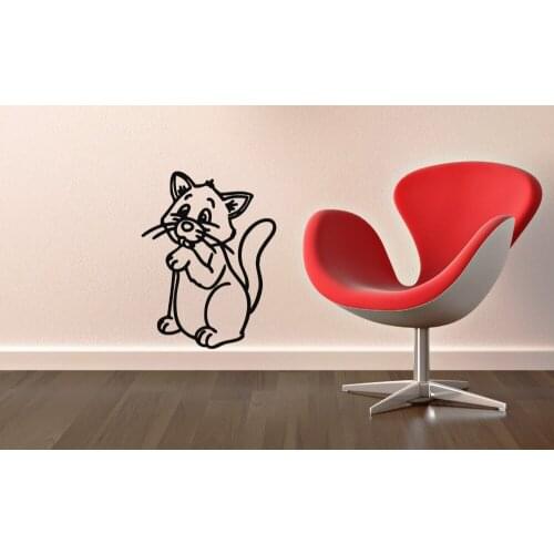 Cute Cat Wall Decals Living Room Animal Wall Art Stickers For Nursery Adesivo de parede Black Home Decor Kids Room Bedroom ZB287