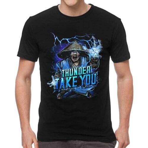 Thunder God Mortal Kombat 11 T-shirt Mens Fashion T Shirt Short Sleeve Cotton MK Raiden Fatality Videogame Tshirt Cool Tee Tops