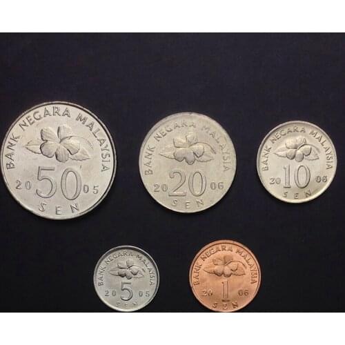 Malaysia Set 5 New Genuine Original Coins 100% Real Collect Issuing Coins Unc Aisa