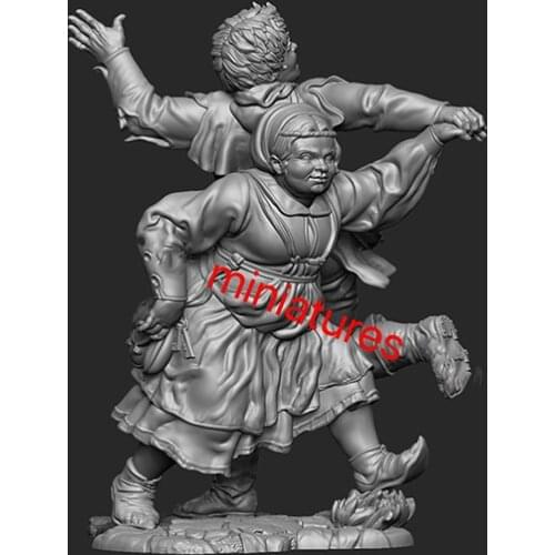 New Unassembled 1/32 ancient man stand include 2 Resin Figure Unpainted Model Kit