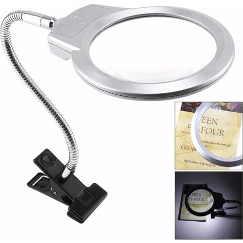 New 2.5X / 5X ABS + Metal Clip-on Adjustable Magnifier with LED Light and Antiskid clip for Jewel Repair