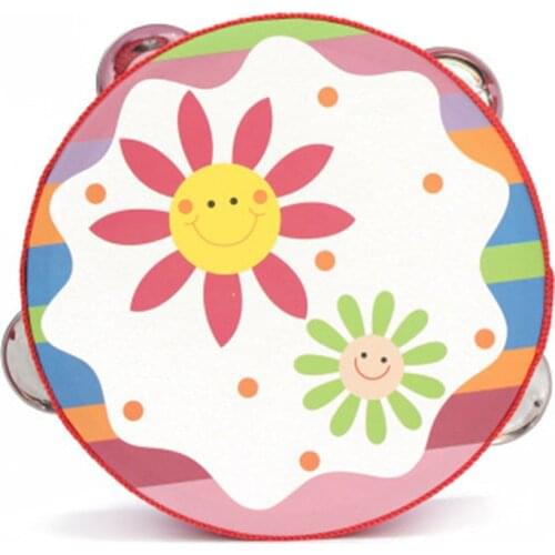 15CM Montessori Educational Wooden toy 3D Puzzle Flower Tambourine Wooden Sensory Mathematics Training Intellectual Learning Toy