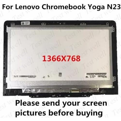 Original TEST WELL 11.6" Laptop LCD Display Touch Screen Digitizer Assembly with Bezel for Lenovo Chromebook Yoga N23 1366*768