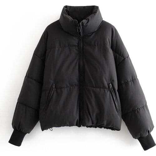 Autumn and winter womens down jacket padded streetwear oversized parka coat long bat sleeve pocket womens jacket Mujer top