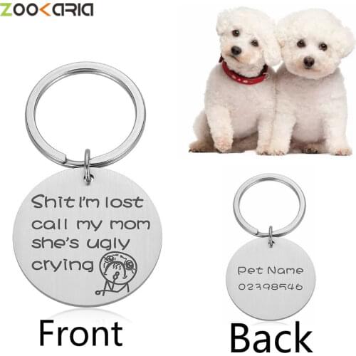 Stainless Steel Pet Dogs Collar Accessories Customized Dog Cat ID Tag Name Telephone Free Engraving Multiple Languages