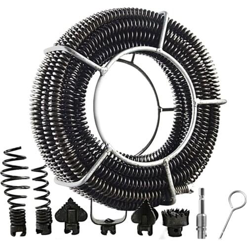 9M Length Electric Drain Pipe Dredger Brush Extension Spring Cleaning Sewer Dredger Compression Spring With Connector