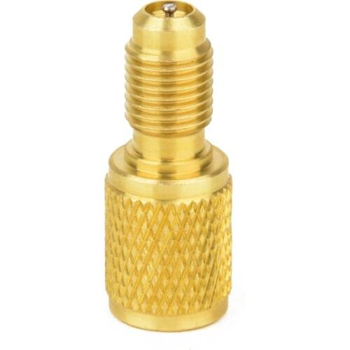 1pc Durable Brass Fitting Adapter ACME A/C R134a Connector Adapter 1/4" Male To 1/2" Female W / Valve Core Fittings