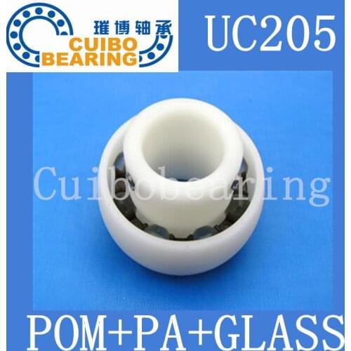 10PCS UC205 POM Plastic bearings UC205 PA Glass Balls size:25x52x34mm
