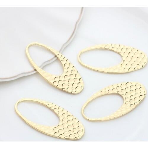 Zinc Alloy Charms Geometric Oval Hollow Charms Pendant 6pcs/lot 23*48mm For DIY Jewelry Earrings Making Accessories