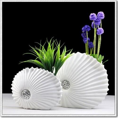 Popular Flower Vase Home Decor Seashell Resin Vase