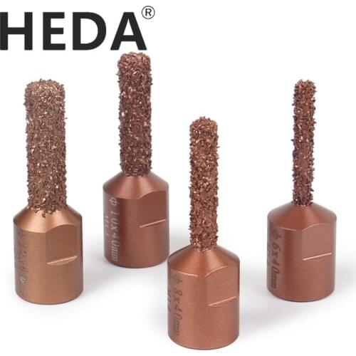 HEDA M14 threaded vacuum brazed carbide grain finger milling cutter 6/8/10/12 mm for wood carving molding