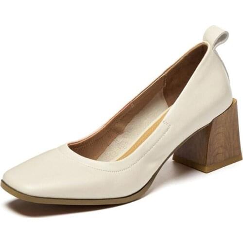 ROYESIC Spring and autumn square 6.5cm thick heel European and American middle heel fashion single shoes womens shoes