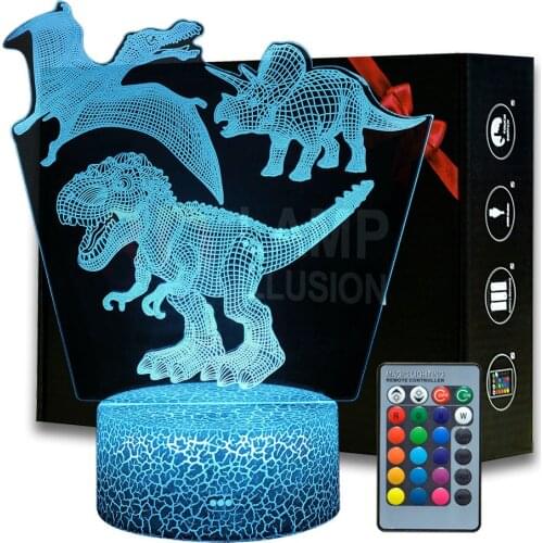 Dinosaur Pattern 3d Lamp Nightlight Kids Child Girls Bedroom Decor Light Dinosaur Gift Night Light Lamp For Christmas Birthday