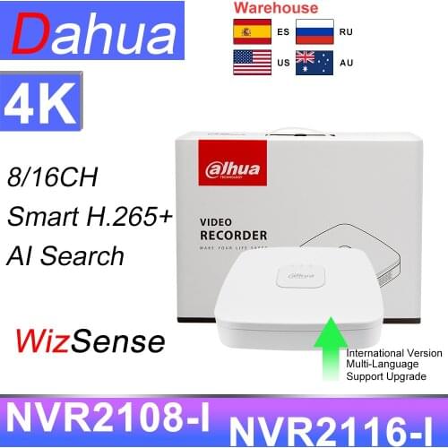 Dahua NVR 8CH 16CH 4K NVR NVR2108-I NVR2116-I WizSense Network Video Recorder Remote view Surveillance System NVR2108-4KS2