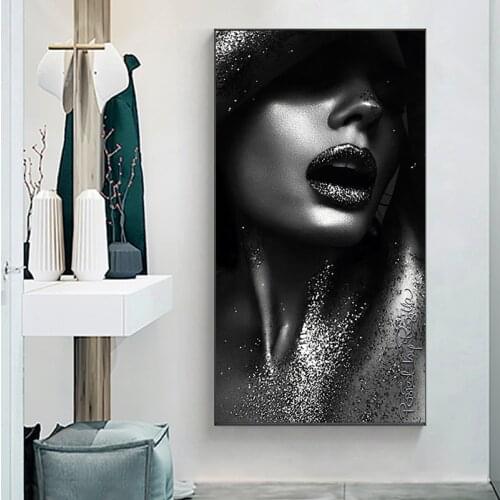 Modern Art Black Sexy Women poster Oil on Canvas Painting wall art Posters and Prints Cuadros Wall Art Pictures for living room