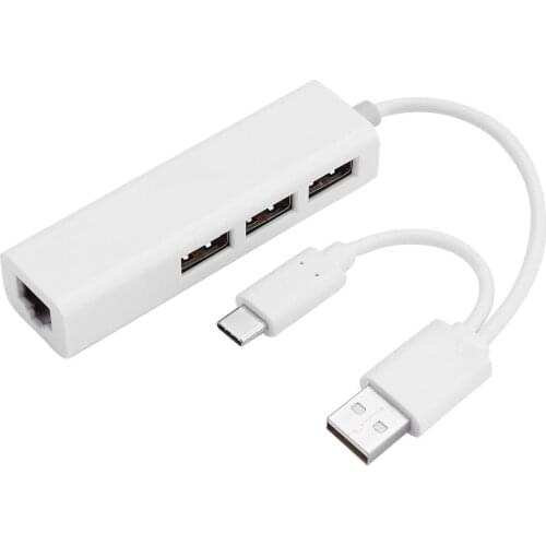Durable USB Hubs Multi-function USB2.0 Hub Type C to Rj45 Lan Adapter Gigabit Ethernet USB Splitter Network Card
