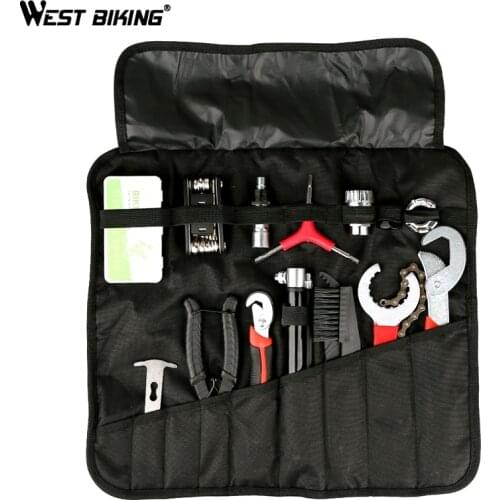 WEST BIKING 14 in 1 Bicycle Repair Tools Kit MTB Road Bike Tire Bar Repair Rubber Patch Freewheel Chain Remover Repair Tool