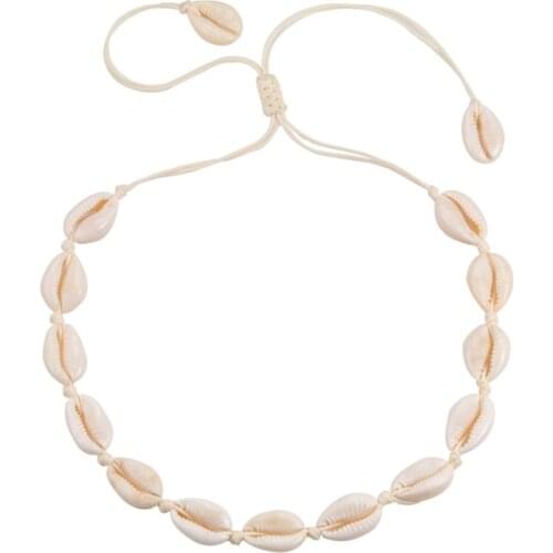 New Fashion Rope Chain Shell Choker Necklace Natural Seashell Summer Beach Bohemian Cowrie Choker Necklaces Women Jewelry Gifts