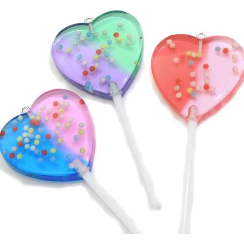 20/10 pcsKawaii 80*35mm Heart Shape Lollipop Candy Flatback Resin Cabochons For Toys Dollhouse Miniatures DIY Phone Case