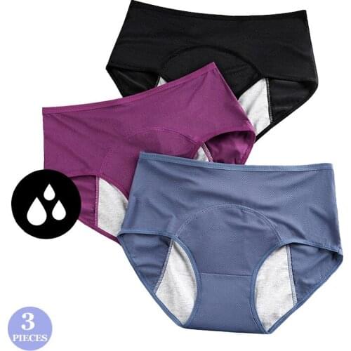 3Pcs Leak Proof Menstrual Panties Women Waterproof Briefs High Waist Physiological Panties Comfortable Underpants Girls Panty