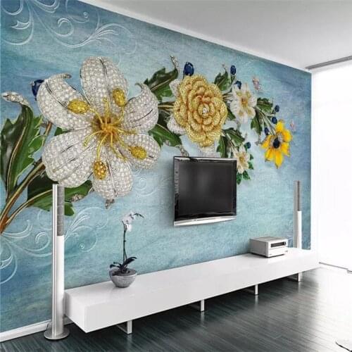 3D jewelry flowers European background wall professional production mural factory wholesale wallpaper mural poster photo wall