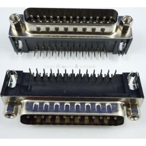 5 Pcs D-SUB 25Pin Male Right Angle PCB Connector 2 Rows