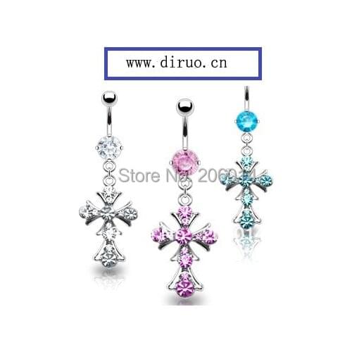 5pcs/lot Wholesale Cross Dangle Ring Navel Ring Belly Ring Body Jewelry nickel-free