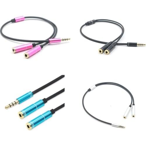 500pcs 3.5mm Jack Microphone Headset Audio Splitter Female to 2 Male Headphone Mic Aux Extension Cables For phone Computer