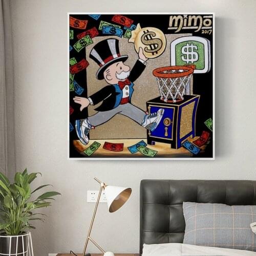 Alec Monopoly Art Canvas Painting Cartoon Dollar Posters and Prints Cuadros Modern Wall Art Picture for Living Room Home Decor
