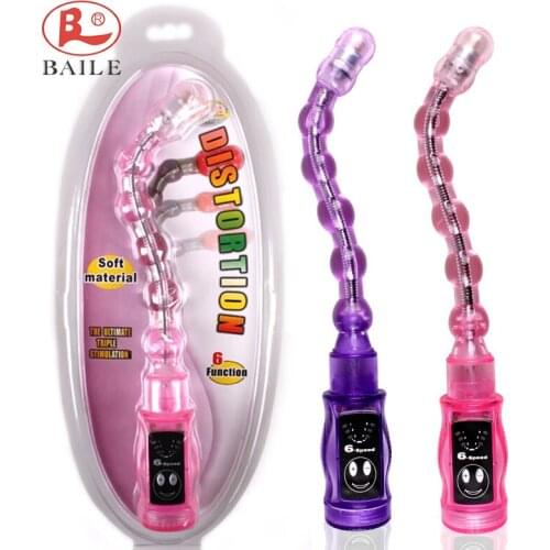 Baile 6 Mode Speeds Anal Bead Butt Plug Vibrating Anal Plug Arbitrary Distortion Sex Products Vibrators Stick Erotic Toys