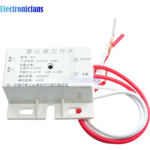 220V AC 50Hz Auto Infrared Human Sensor Switch PIR Microwave Radar Body Motion Sensor Module Adjustable For Time Distance Range