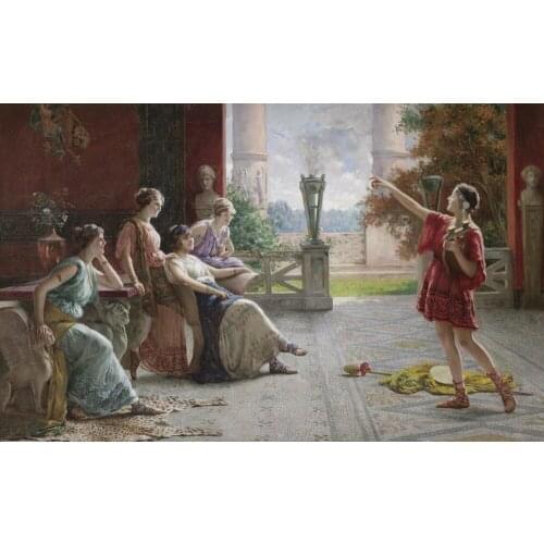 Free shipping classical court figure lady meet girls show oil painting canvas printings on canvas wall art decoration picture