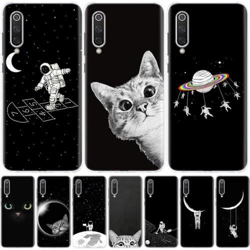 Space Moon Cute Cats Cover Phone Case For Xiaomi Mi Note 10 11 9 8 10T 9T CC9 5X 6X Pocophone F1 X3 F2 Pro Lite A1 A2 A3 Coque