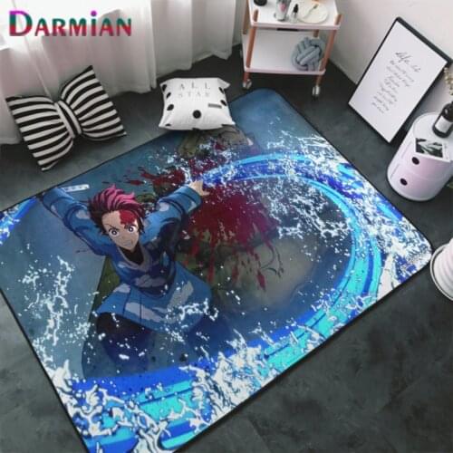 DARMIAN Anime Demon Slayer Printed Floor Mat Living Room Area Rugs Bedroom Bedside Bay Window Carpet Home Decoration Customized