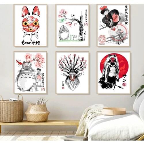 Nordic Style Home Decoration Painting Wall Art Painting Modern Printing Hayao Miyazaki Animation Poster Living Room Decoration