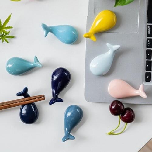 Cute Whale Chopsticks Holder Chopsticks Drag Creative Zakka Home Table Ceramic Ornament Chopsticks Shelf tableware tray