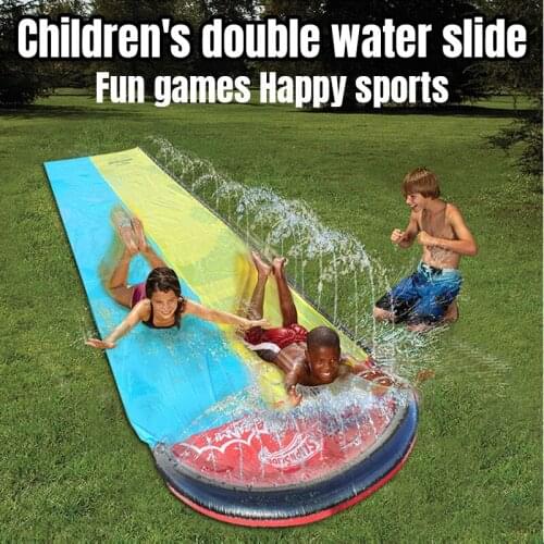 Kids Double Surf Water Slide Outdoor Garden Running Lawn Water Slide Spray Summer Water Play Toy Shoe Double Water Jet Water Ski