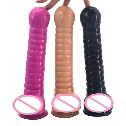 Long Silicone Dildo Realistic Foreskin Beads Penis With Suction Cup Big Anal Dildo Butt Plug Sex Products Women Masturbator