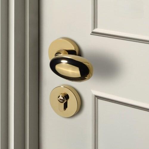 Door lock indoor bedroom silent room door lock gold split lock three-piece set of home door lock