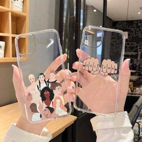 Aesthetics Minimal Girl Power Feminist Phone Case Transparent soft For iphone 5 s 5c se 6 6s 7 8 11 12 plus mini x xs xr pro max